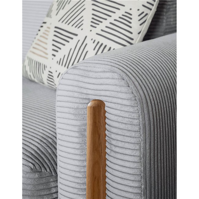 Sofa bed Elcadova Oak, sleeping function, Jarell 04, wavy velvet, grey, H97x97x244cm