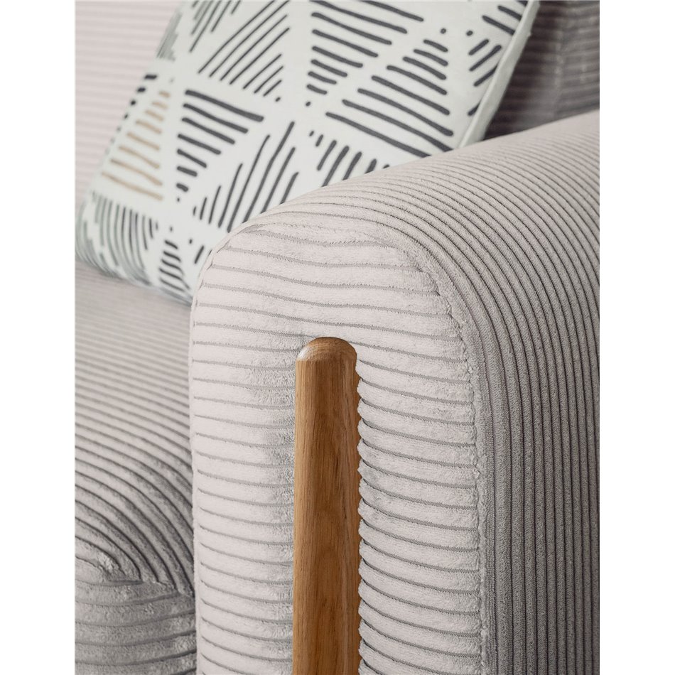 Sofa bed Elcadova Oak, sleeping function, Jarell 18, wavy velvet, beige, H97x97x244cm