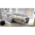 Corner sofa Elinferne L, sleeping function, Aura 04, velvet, grey, H107x210x297cm