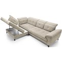 Corner sofa Elinferne L, sleeping function, Aura 18, velvet, beige, H107x210x297cm