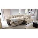 Corner sofa Elinferne R, sleeping function, Aura 18, velvet, beige, H107x210x297cm