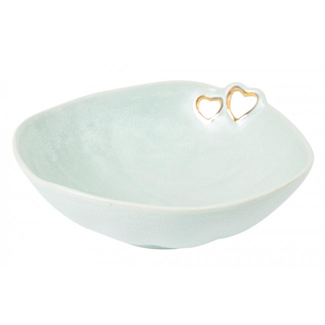 Decorative bowl Warta, light green/gold colour,22x22x7.5cm