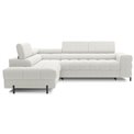 Corner sofa Elferucce L, sleeping function, Amore 01, bouclé, white, H93x200x276cm