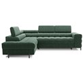 Corner sofa Elferucce L, sleeping function, Amore 35, bouclé, dark green, H93x200x276cm