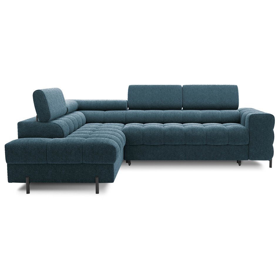 Corner sofa Elferucce L, sleeping function, Amore 40, bouclé, dark blue, H93x200x276cm