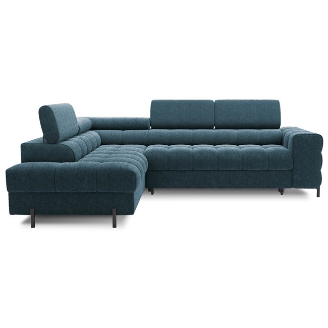 Corner sofa Elferucce L, sleeping function, Amore 40, bouclé, dark blue, H93x200x276cm