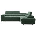 Corner sofa Elferucce R, sleeping function, Amore 35, bouclé, dark green, H93x200x276cm