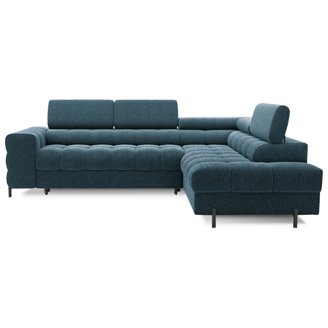 Corner sofa Elferucce R, sleeping function, Amore 40, bouclé, dark blue, H93x200x276cm