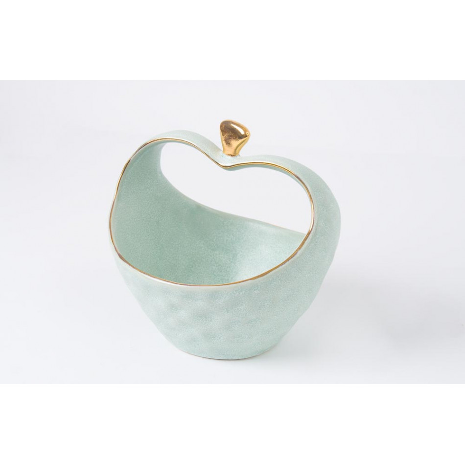 Decorative bowl Werona, light green/gold colour, 17x15.5x16.5cm