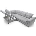 Corner sofa Elinferne L, sleeping function, Aura 04, velvet, grey, H107x210x297cm
