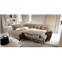 Corner sofa Elinferne L, sleeping function, Aura 20, velvet, dark beige, H107x210x297cm