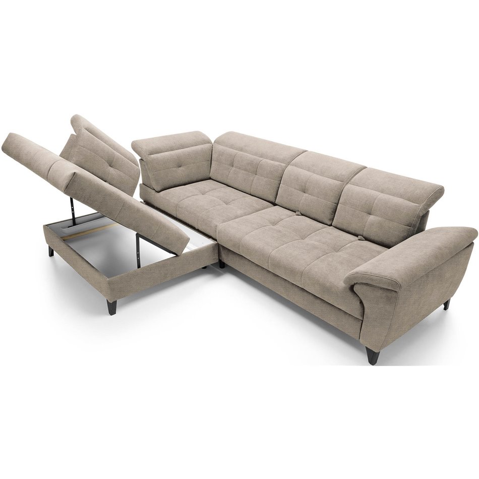 Corner sofa Elinferne L, sleeping function, Raquel 20, beige, H107x210x297cm