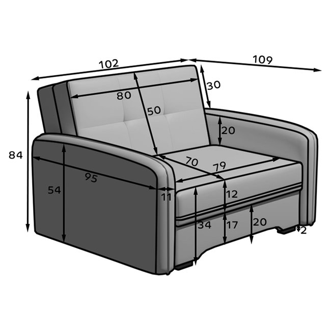 Folding armchair Elaine Poco 40, dark blue, H84x109x102cm