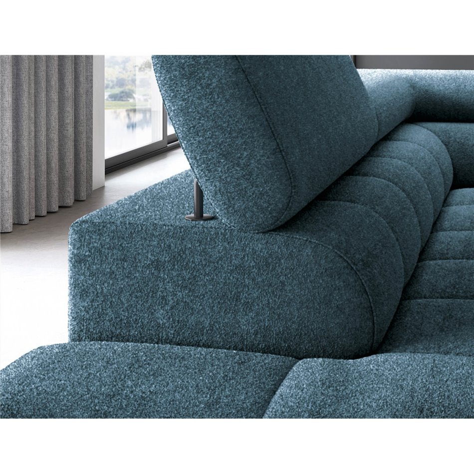 Corner sofa Elferucce L, sleeping function, Amore 40, bouclé, dark blue, H93x200x276cm