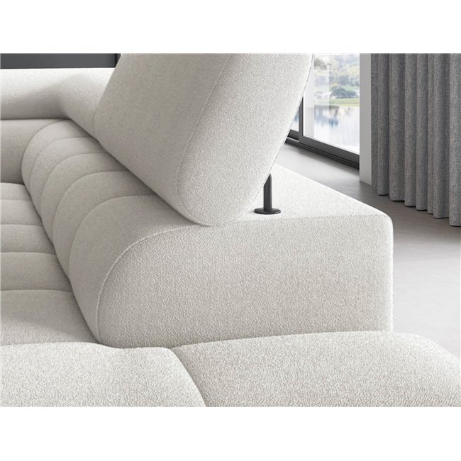 Corner sofa Elferucce R, sleeping function, Amore 01, bouclé, white, H93x200x276cm