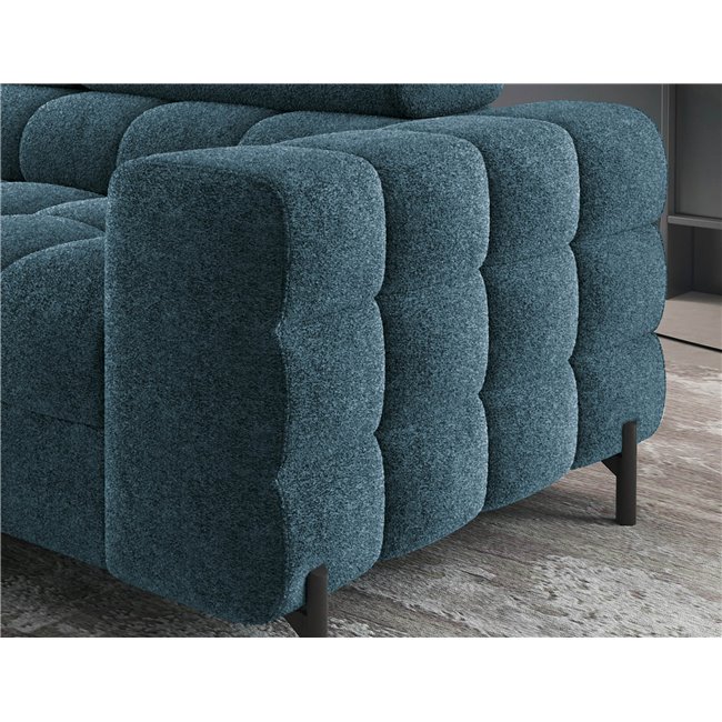 Corner sofa Elferucce L, sleeping function, Amore 40, bouclé, dark blue, H93x200x276cm
