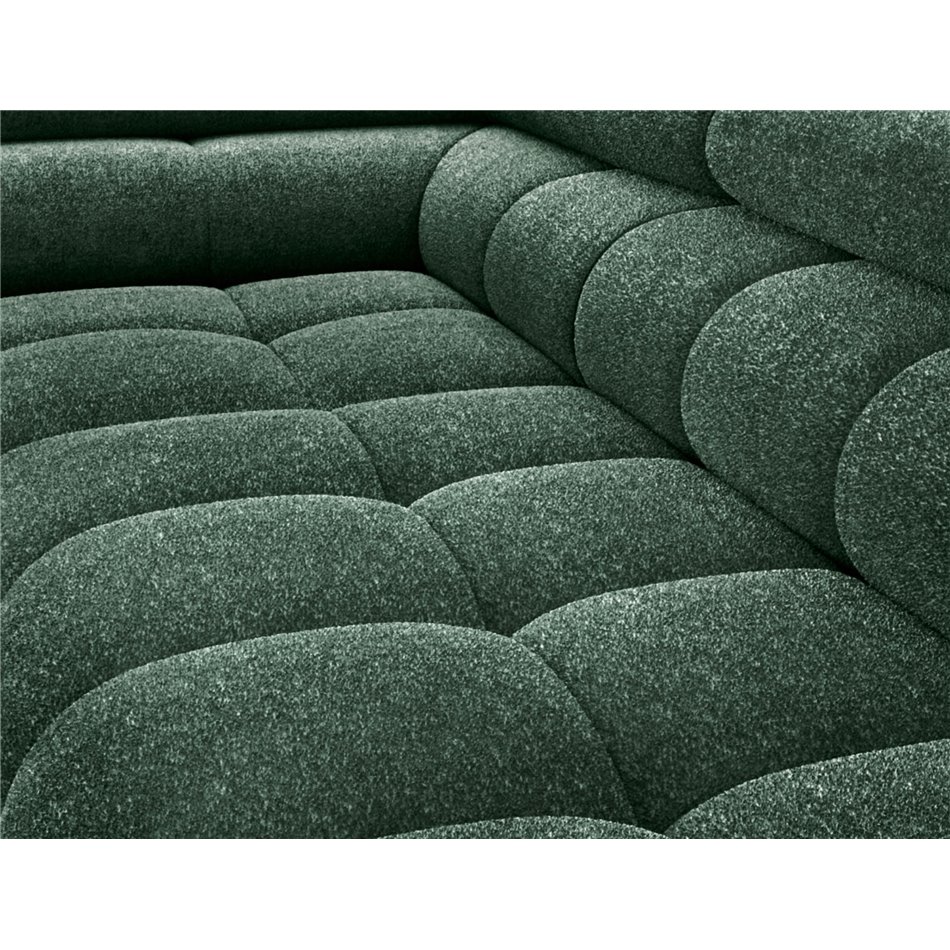 Corner sofa Elferucce L, sleeping function, Amore 35, bouclé, dark green, H93x200x276cm