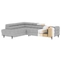 Corner sofa Elferucce L, sleeping function, Amore 40, bouclé, dark blue, H93x200x276cm