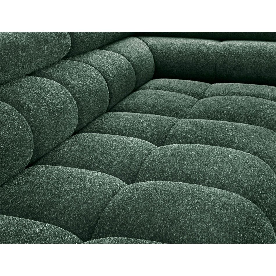 Corner sofa Elferucce R, sleeping function, Amore 35, bouclé, dark green, H93x200x276cm
