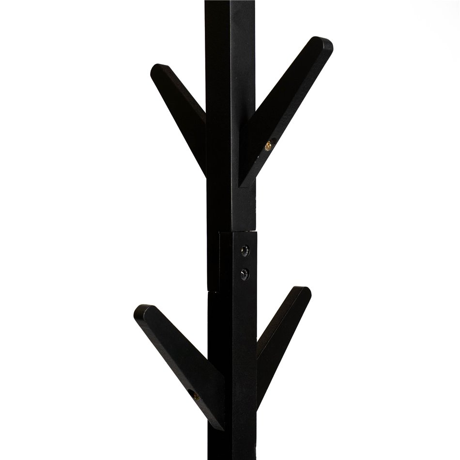 Coat stand, black, wood/MDF, H178x45x45cm