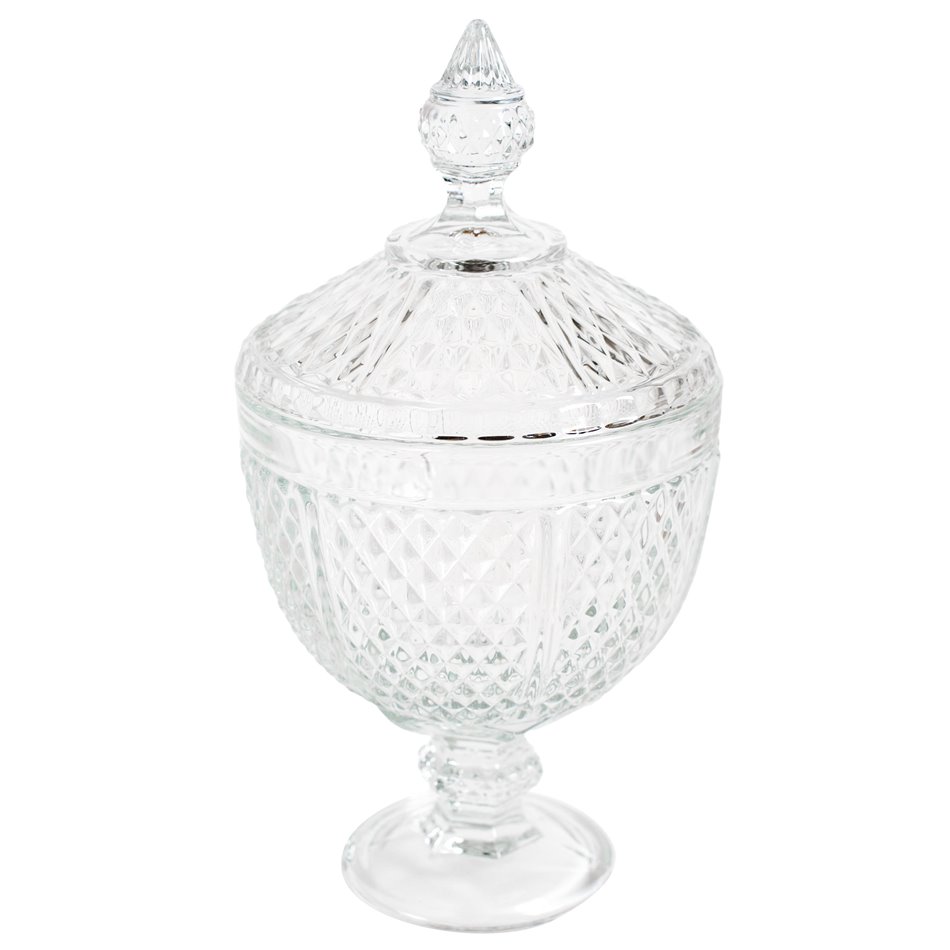 Candy jar DIAMANT, with lid, glass, H28cm D15.2cm