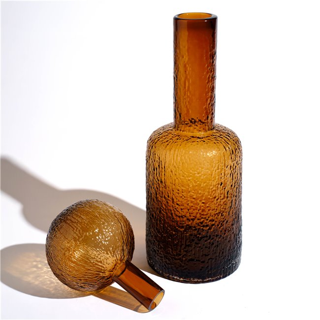 Bottle Amber with lid, glass, H43cm, D12.5cm