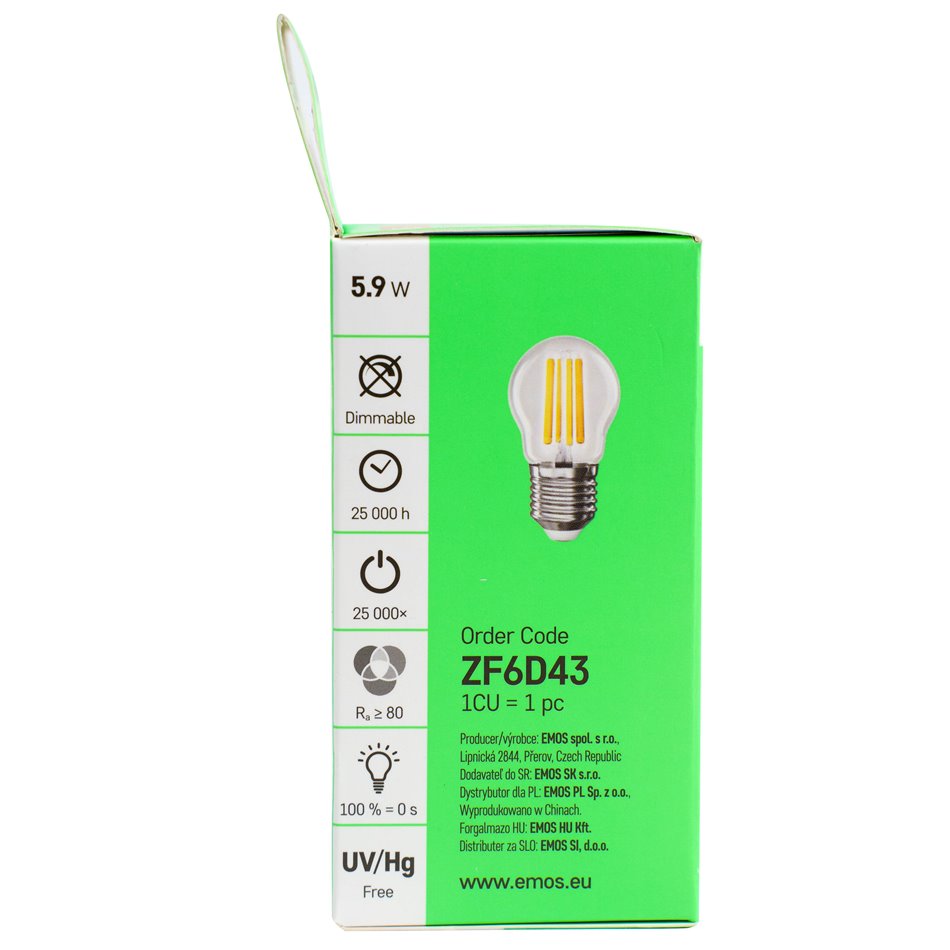 LED Bulb neutral white, E27 5.9W, 806lm, 4000K, H11x6x6cm
