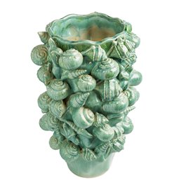 Vase Shell, green, stoneware, H39x23.3x23.3cm