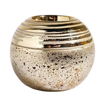 Candle holder Ball, gold color, ceramic, H8cm, D9cm