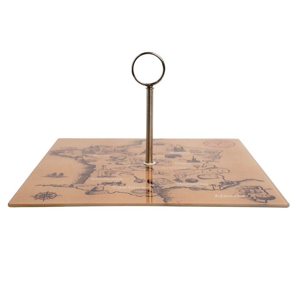 Cheese serving dish MAP OF FRANCE, glass, H18x30x30cm 