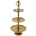 Cake stand 3 tier Jova, gold color, metal, H52cm, D24cm