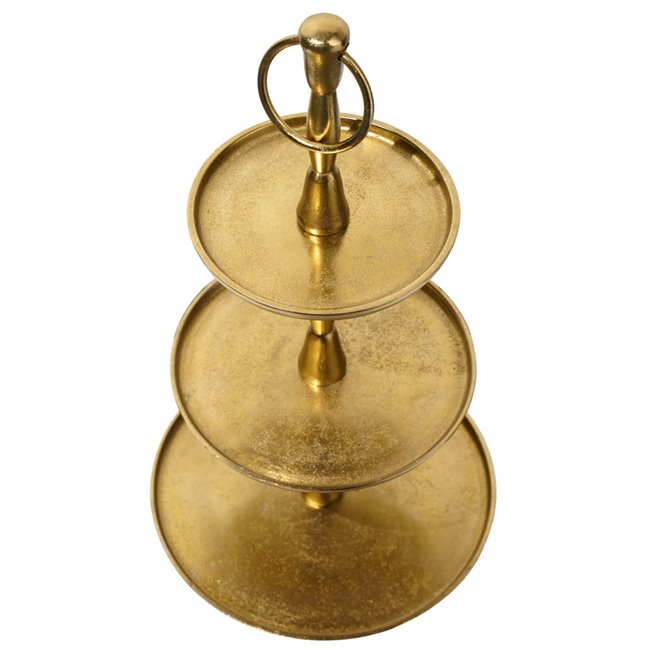 Cake stand 3 tier Jova, gold color, metal, H52cm, D24cm