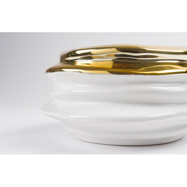 Vase Fasana, white with golden rim, 21x10.5cm