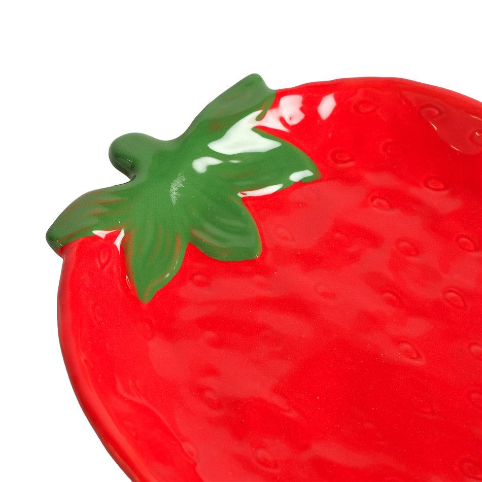 Trinket dish Strawberry, red/green, ceramic, 21.5x17.5cm H2cm