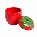 Trinket pot Strawberry, red/green, ceramic, H13.5cm, D10cm
