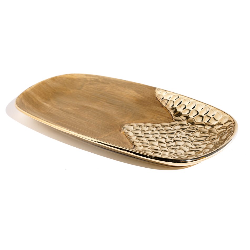 Serving platter, brown/bronze color, ceramics, 18x34cm H3cm