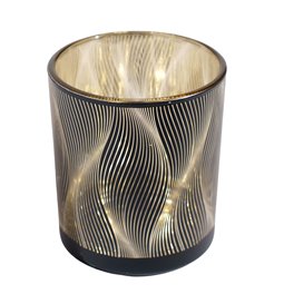 Candle holder, black, glass, H8cm, D7cm