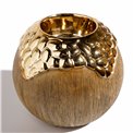 Candle holderr Ball, brown/bronze color, ceramic, H10cm, D11 cm