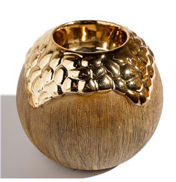 Candle holderr Ball, brown/bronze color, ceramic, H10cm, D11 cm