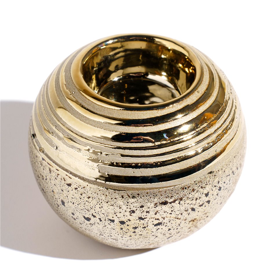 Подсвечник Ball, золотой цвет, керамика, H8cm, D9cm
