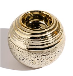 Candle holder Ball, gold color, ceramic, H8cm, D9cm