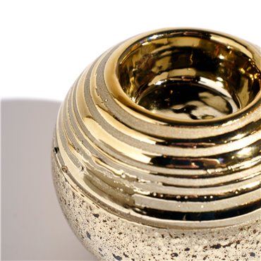 Candle holder Ball, gold color, ceramic, H8cm, D9cm