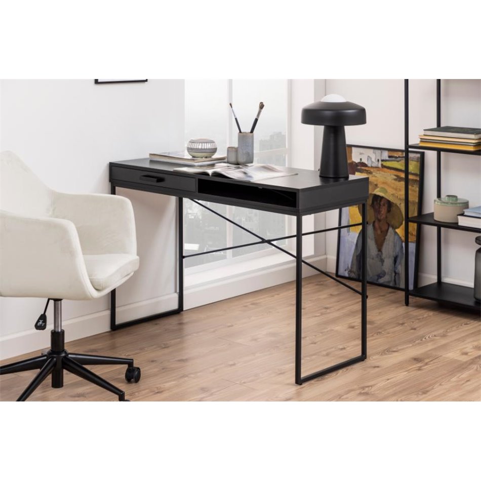Office table Seaford, gray, MDF/metal, H75x110x45cm