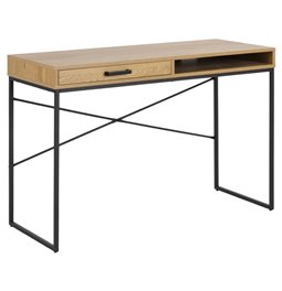 Office table Seaford, black/oak color, MDF/metal, H75x110x45cm