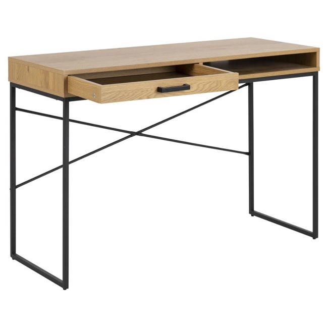 Письменный стол Seaford, черный/дубового цвета, MDF/металл, H75x110x45cm