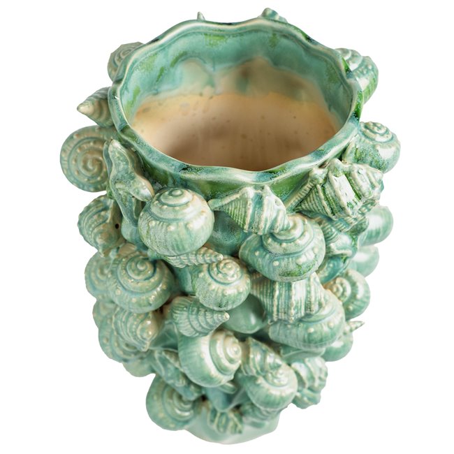 Ваза Shell, зеленый, каменная масса, H39x23.3x23.3cm
