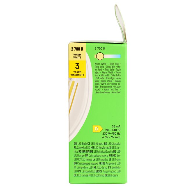 LED Bulb warm white, E14 5.9W, 806lm, 2700K, H9.7x3.5x3.5cm