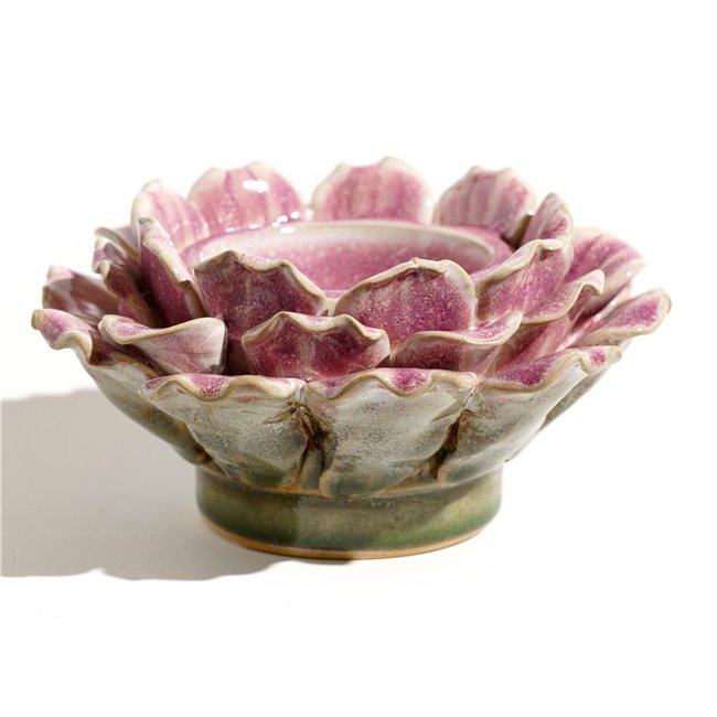 Candle holder Flower Pink, stoneware, H9x16x16cm