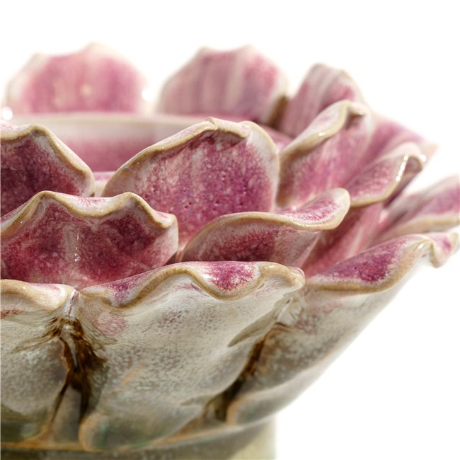 Candle holder Flower Pink, stoneware, H9x16x16cm