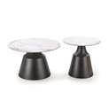 Coffee table set Hagneta, white marble/black color,, H48xD50cm, H43xD70cm 